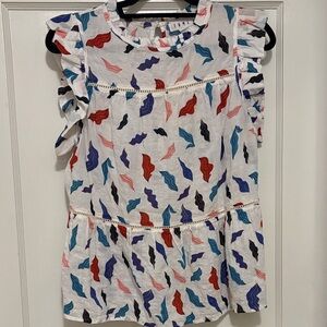 THML White Top with Multicolor Wave Patterns